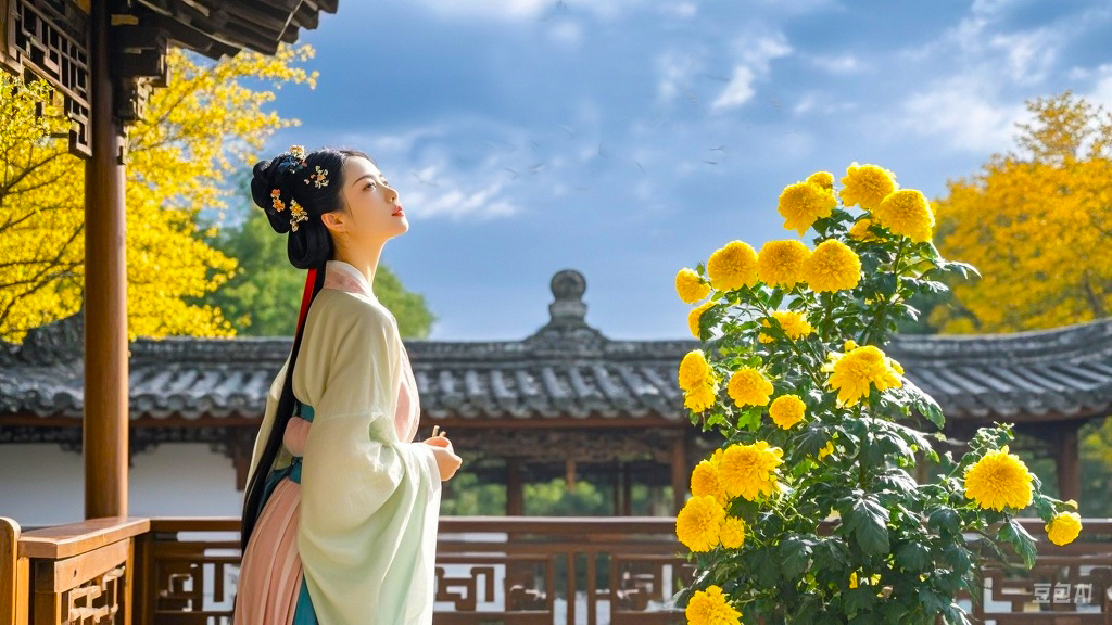 深秋仕女望鸟 (3).jpg