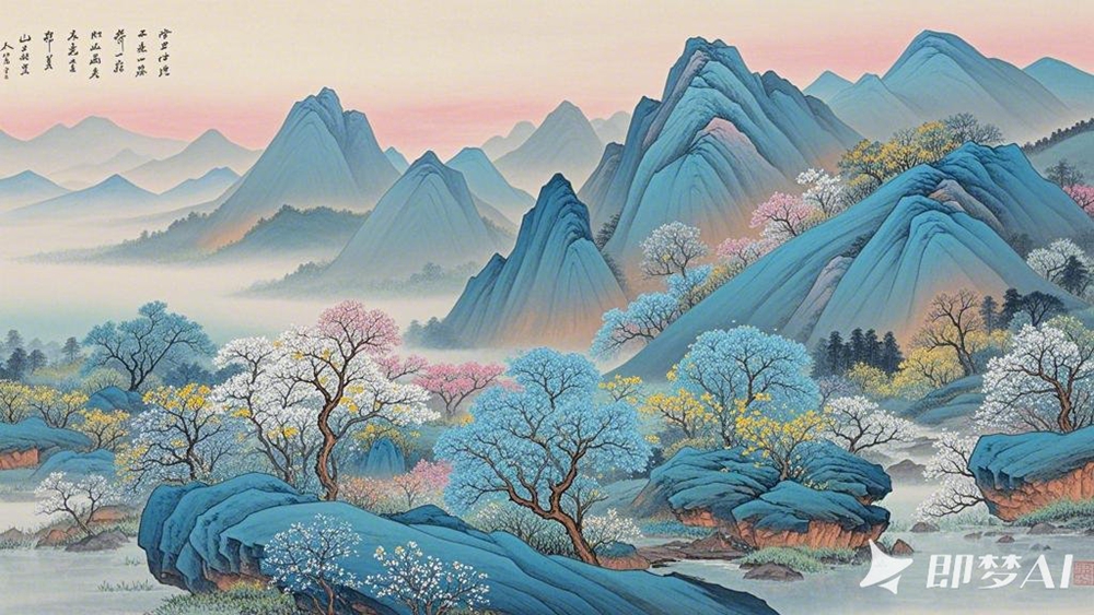 极淡极淡的水墨，晕染大写意，朦胧的烟雨，诗意的，震撼的，大面积留白，远山层叠，春.jpg