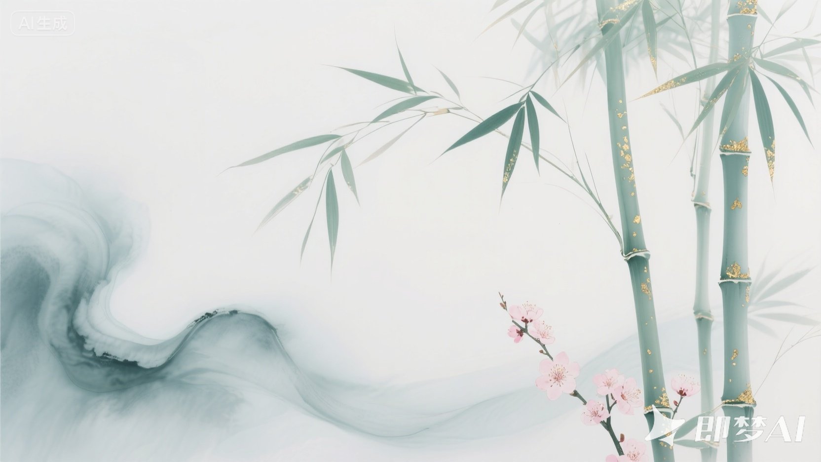 jimeng-2025-07-13-4645-背景底色大片的留白-用水墨晕染-烟雾熏染出现梦幻般写意竹子-.jpeg